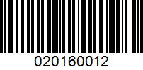 Barcode for 020160012