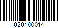 Barcode for 020160014