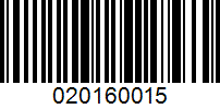 Barcode for 020160015