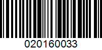 Barcode for 020160033