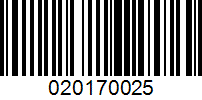 Barcode for 020170025