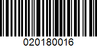 Barcode for 020180016