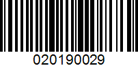 Barcode for 020190029