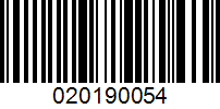 Barcode for 020190054