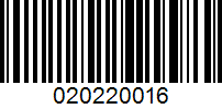 Barcode for 020220016