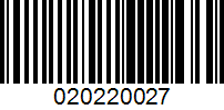 Barcode for 020220027