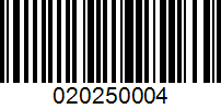 Barcode for 020250004