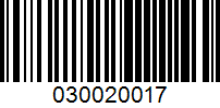 Barcode for 030020017