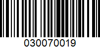 Barcode for 030070019