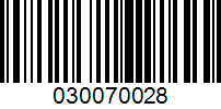 Barcode for 030070028