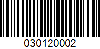 Barcode for 030120002