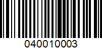 Barcode for 040010003