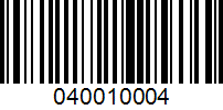 Barcode for 040010004