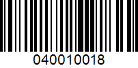 Barcode for 040010018