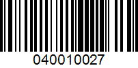 Barcode for 040010027