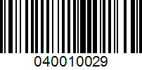 Barcode for 040010029