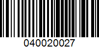 Barcode for 040020027