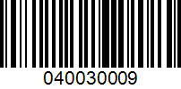 Barcode for 040030009