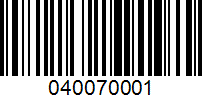 Barcode for 040070001