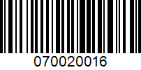 Barcode for 070020016