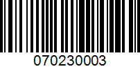 Barcode for 070230003