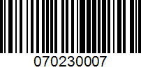 Barcode for 070230007