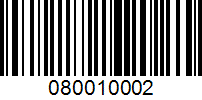 Barcode for 080010002