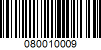 Barcode for 080010009