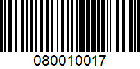 Barcode for 080010017