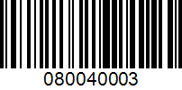 Barcode for 080040003