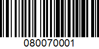 Barcode for 080070001