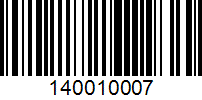 Barcode for 140010007