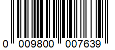 Barcode 0009800007639
