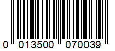 Barcode 0013500070039