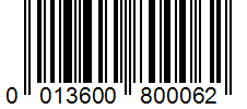 Barcode 0013600800062