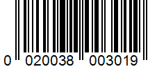 Barcode 0020038003019