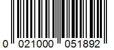 Barcode 0021000051892