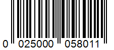 Barcode 0025000058011