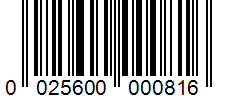 Barcode 0025600000816