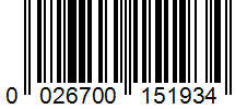 Barcode 0026700151934