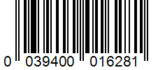 Barcode 0039400016281