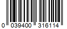 Barcode 0039400316114
