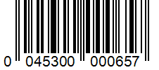 Barcode 0045300000657