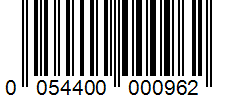 Barcode 0054400000962