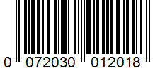 Barcode 0072030012018