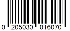 Barcode 0205030016070