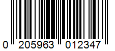 Barcode 0205963012347