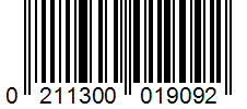 Barcode 0211300019092