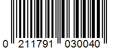 Barcode 0211791030040