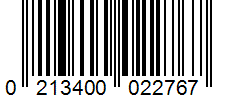 Barcode 0213400022767